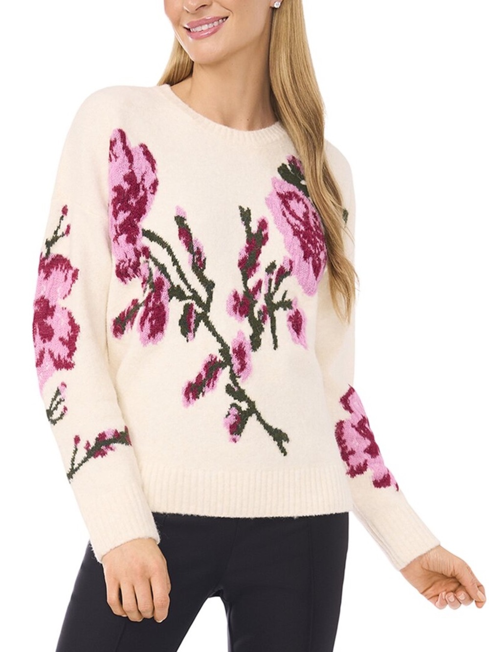 Ted Baker London Floral Jacquard Sweater Women Size XL Cream Ivory NWT MSRP $175